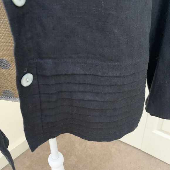 Sweet Jessie Womens  Linen Shacket Button Jacket Black Blazer Lagenlook Large - Picture 4 of 12